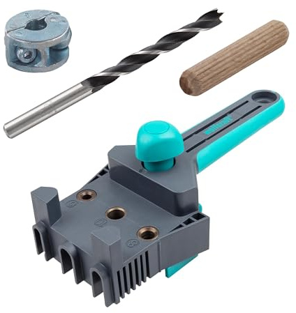 wolfcraft Set Spinature, per Giunzioni in Legno ad Angolo, a T e Piane con Tasselli in Legno con Ø di 8 mm, Punta Elicoidale, Arresto di Profondità - 8621000