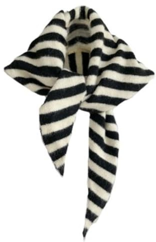 TYATVS Knitted Triangle Scarf for Women Y2k Stripe Head Scarf Aesthetic Accessories Cottagecore Streetwear Triangle Shawl