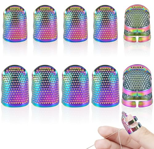 SAIIURV 10 Pieces Sewing Thimble Hand-Working Sewing Thimble Metal Dazzle Copper Sewing Thimble Finger Protector Accessories DIY Sewing Tools Quilting Stitching (10 pcs)