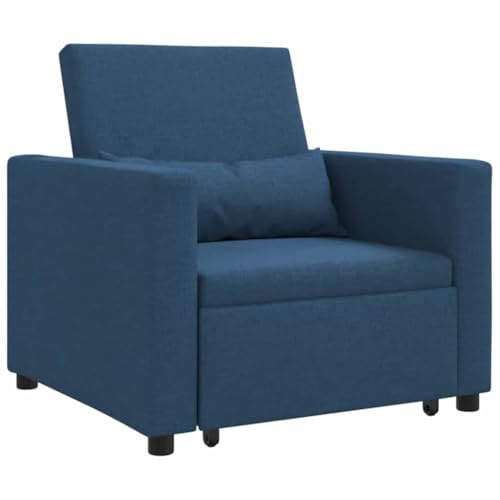 vidaXL Sofá Cama Individual con Ruedas Azul 90 x 165 x 87 cm Tela, Sofá Cama Convertible, sillón Moderno, Asiento Duradero, para tu Sala, Divertido y útil, huéspedes