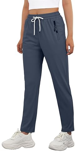 Plus Size Lightweight Breathable Hiking Pants for Women Over 50 with Zipper Pockets Ladies Stretch Active Quick Dry Travel Pant Camping Workout Fishing Trousers Seniors Comfy Fit Navy Blue, 2XL