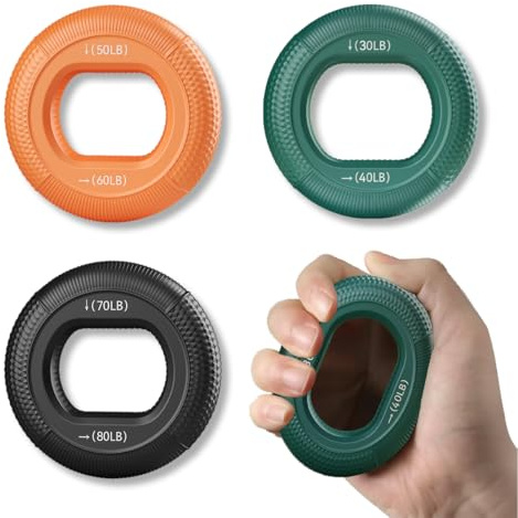 ZORVYN Set de 3 Niveles de Fortalecedores de Agarre, Resistencias para Ejercitar Manos y Antebrazos, Entrenador de Grip para Calistenia y Fitness, Compacto y Portátil