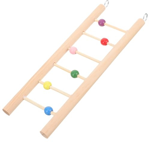 Échelle à Oiseaux Suspendue en Bois Beige pour Petits Perroquets