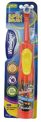 3X Wisdom Spinbrush Kids Battery Toothbrush 6+ Years - Colours May Vary