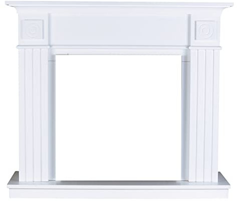 Classic Fire Da Vinci Cappotto Camino, Legno, Bianco, 110 x 96 x 36 cm