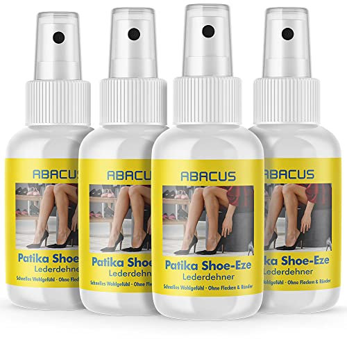 ABACUS Lederdehner, Lederdehnungsspray, Schuhdehner, Schuhdehnerspray, Dehnungsspray, Lederschuh dehner, Druckstellen beseitigen Patika Shoe Eze Lederdehner 4x 25 ml (8095)