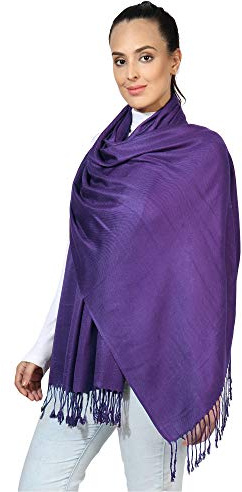 World of Shawls Supermjuk pashminasjal sjal halsduk, Mörklila,