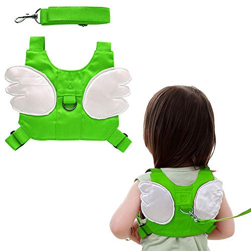 XFentech 1.5M/150cm Kinder Sicherheitsleine Rucksack, Baby Kinder Leine Handgelenk, Anti-verloren Gürtel Rucksack Link, Kinder Laufleine, Lauflerngurt für Kinder, Grün