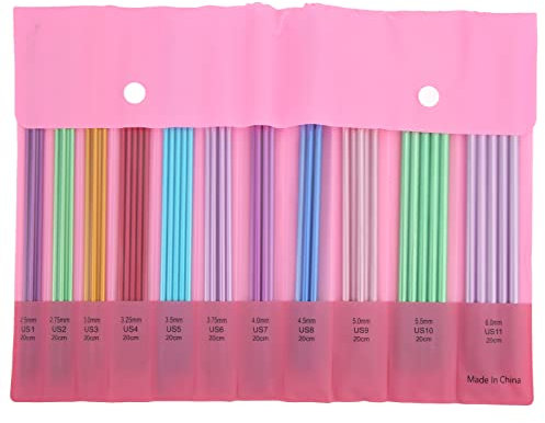 01 02 015, 55 Stück Farbiges, Gerades, Doppelspitziges Metall-Stricknadel-Set in Verschiedenen Größen, 2,5 Mm Bis 6,0 Mm, Tragbares Strickset für Anfänger, Mütter, Kinder, Mädchen, Erfahrene Strick