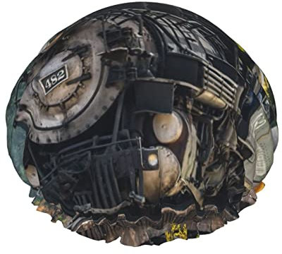 Bonnet de douche à imprimé train à vapeur pour femme réutilisable double couche en tissu pour filles