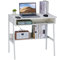 DEILALY Computertisch Kleiner 80 cm Schreibtisch mit Stauraum Holzschreibtisch mit Metallrahmen Arbeitstisch Arbeitsplatz Gaming-Schreibtisch Arbeitstisch Heimbüro Schlafzimmer Weiß