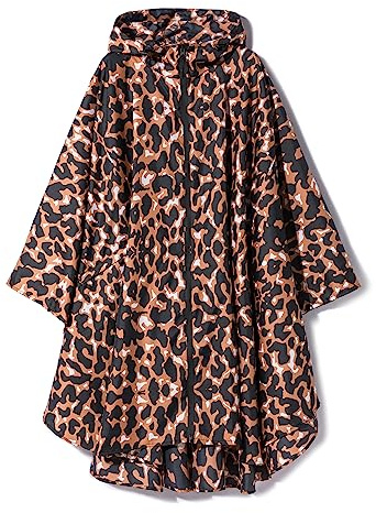 Poncho de pluie élégant imperméable pour femme avec capuche et fermeture éclair, Taille unique
