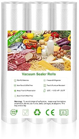 Vakuumierbeutel Lebensmittel Vakuumbeutel Vakuumierfolie Beutel-3 Rolle 28 x300cm Profi-Folienbeutel Folie fuer Folienschweißgerät Vakuumiergerät Sous Vide Vakuumier Beutel Gefrierbeutel