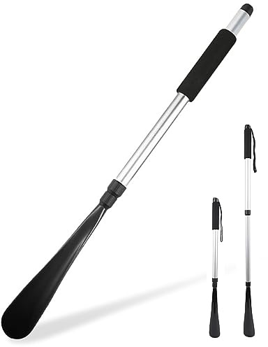 Wenxiaw Calzascarpe Lungo Metallo - Calzascarpe Retrattile da 55-80 Cm, Con Manico Lungo, in Alluminio, Calzante per Scarpe Lungo per Anziani Uomini Donne Bambini
