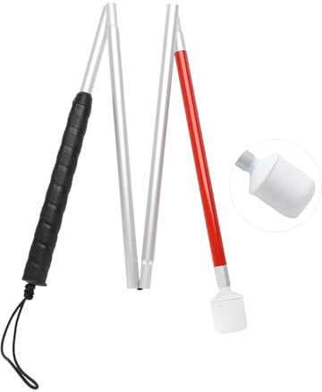 Folding Blind Cane, 110cm/43.3in Adjustable Walking Stick, Walking Aids for the Elderly, Aluminium Alloy, In 4 Sections