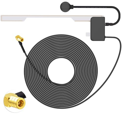 Eightwood DAB Antenna Car FM AM SMB Digtial Car Radio Antenna with 3 Metre da'b Windscreen Antenna Glass Mount for Blaupunkt Pioneer Clarion Kenwood Alpine