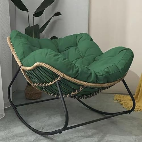 Mecedora for exteriores, mecedora tipo huevo for patio, silla Papasan for interiores, sillón de mimbre de ratán, silla real moderna for dormitorio, sala de estar, porche, jardín, césped - gris(Green)