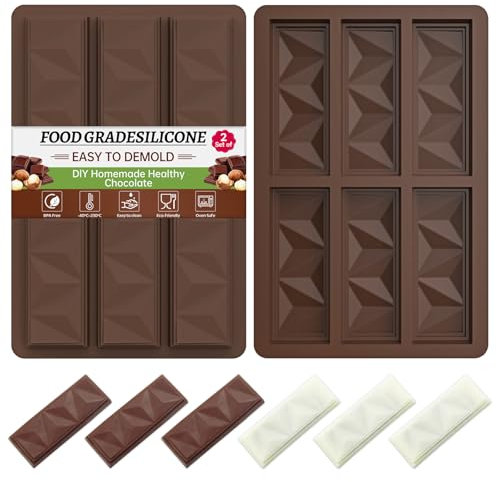 ZUGHXMS Stampo Cioccolato Tavoletta Dubai In Silicone Forma Triangolo Profondo,2 Pezzi Stampi Silicone Barretta Cioccolato Grande Riutilizzabili per Cioccolatini Dolci Alimenti Antiaderente