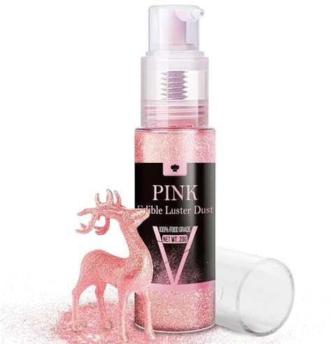 Spray Paillettes Comestibles, 20g Paillettes Alimentaires Comestibles pour Gâteaux de Pâques, Cupcake, Fondants, Chocolat - Colorant Alimentaire Poudre pour Pâtisserie, Décoration de Boissons (Rose)