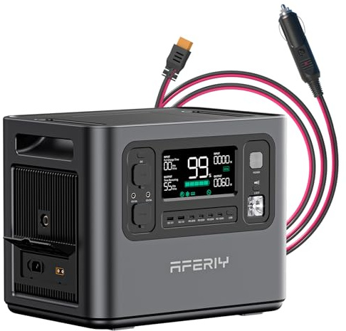 AFERIY Générateur Électrique Portable, 2400W 2048Wh Batterie Nomade 4000 cycles, 13 Ports, Charge en 1.5h, Garantie de 7 ans, Silencieux Station Electrique Portable pour Camping/Voyage/Jardin