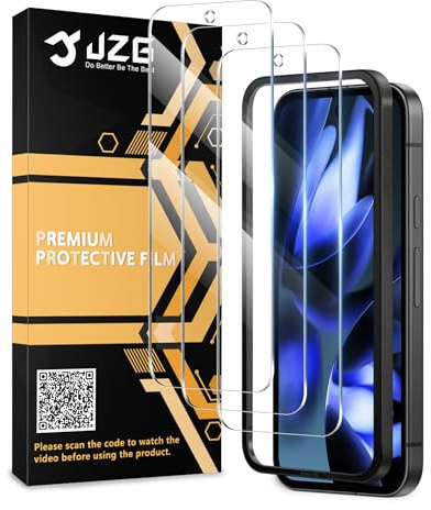 JZG 3x Film for Google Pixel 9a Screen Protector, Easy Installation, Support Fingerprint Unlock, Anti-Fingerprint, Case friendly