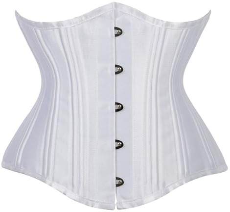 Corsé para mujer, corsé debajo del busto, corsé de acero con varillas de acero resistente, entrenador de cintura, cuerpo, blanco, XS