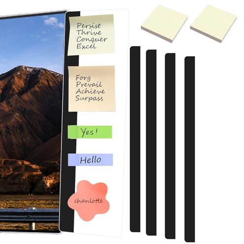 BZUEPRS Monitor Memo Board Set, 4Pcs Computer Monitor Message Board, with 2Pcs Sticky Note, Transparent Acrylic Monitor Sticky Note Holder, Desktop Office Home(Left and Right)