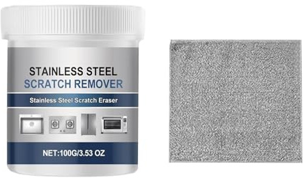 Removedor de arañazos de acero inoxidable, borrador de arañazos para fregadero de acero inoxidable, pasta removedora de arañazos multiusos para aceros no recubiertos (1 set)