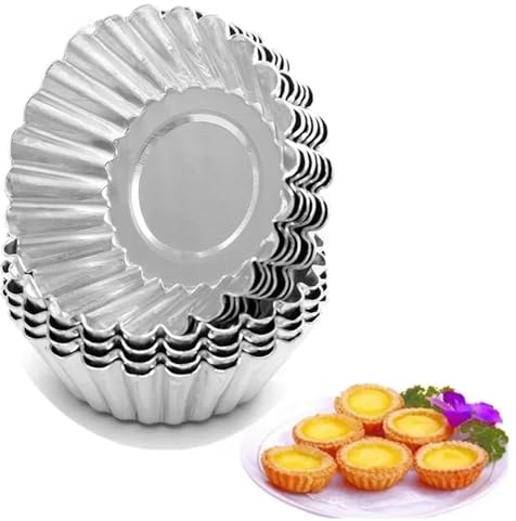 Yantbin Aluminum Egg Tart Molds 80pcs Egg Tart Molds Aluminum Cupcake Cake Cookie Lined Mold Mould Tin Baking Cups Kitchen Tool Reusable Nonstick Tartlets Hot