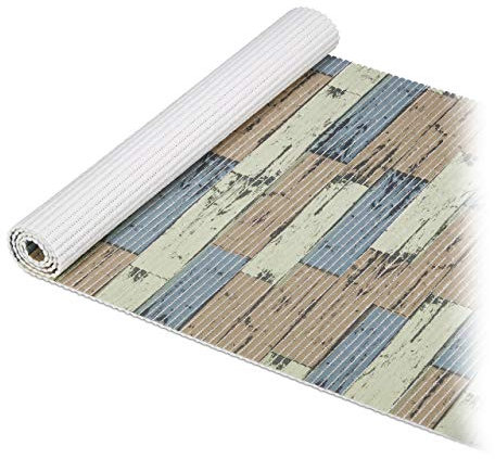 Relaxdays Weichschaummatte, zuschneidbar, Bad, Sauna, Pool, Antirutschmatte, Holzoptik, BxT 65 x 150 cm, braun grau, Holz/Grün, 150 cm