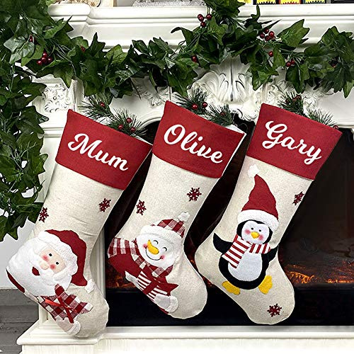 howson london Personalised Christmas Stocking Boot Sock Xmas Deluxe Santa 47cm 18.5” Large Xmas Sock Sack Gift Bag for Tree Decoration Christmas Ornament Candy Pouch Bag Theme （Santa）