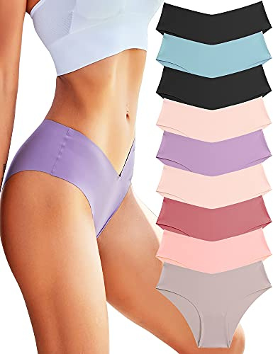 ROSYCORAL Women’s Seamless Bikini Panties Soft Stretch Invisibles Briefs No Show Hipster Underwear cheeky 9 pack XS-L (S)