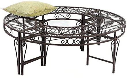 DanDiBo Rundbank Metall wetterfest Braun Ø 135 cm Baumbank 96188 Gartenbank Parkbank Sitzbank