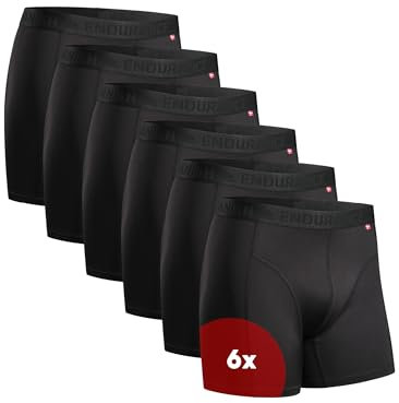 DANISH ENDURANCE 6er Pack Sport Boxershorts Herren, Mit regulärem oder langem Bein, Schwarz, L
