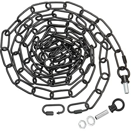 PATIKIL 10 Feet Lighting Chain for Hanging Lamp, Chandelier Chain Light Fixture Chain Load Capacity 65 Lbs for Pendant Light, Ceiling Fan, Black