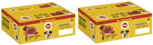 PEDIGREE Giant Pack Adult Gemischte Selektion in Gelee 4 Varietäten mit Rind- und Lebermischung, Huhn, Lamm- und Lebermischung, Geflügel (2x80x100g)