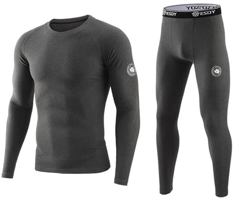 KONG JIMFAN Thermounterwäsche Herren Reitleggings Thermo Herren Fussball Weihnachtspullover Set Für Paare Thermo Pullover Herren Sport Kleidung Männer Gesichtsmaske Männer Winter(Light Gray,L)