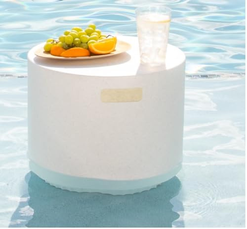 REZVANI FURNITURE STUDIO Tenjam Ripple in Pool Table for Sun Shelf, Ledge Table for Water Depths up to 10, Lounger Side Table (White Granite)