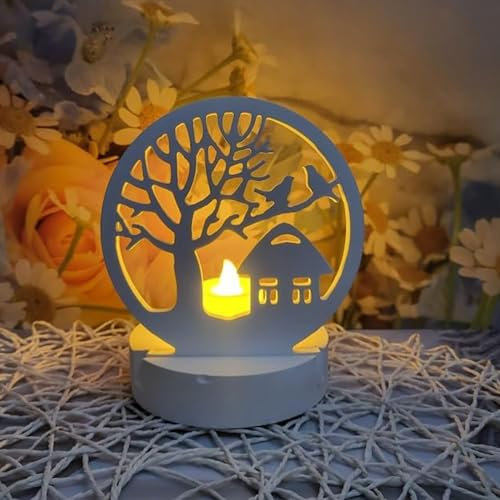 TREABEAR Lebensbaum Kerzenhalter, Silikonform Kerzenhalter Haus Runde, Silikonformen Baum, Gießform Haus, Silikonform Einschieber, Gießform Häuser für Gips Seife Kerzen