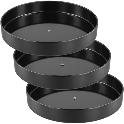 Funsuei 3 stycken 30 cm roterande tallrik svart, Lazy Susan roterande tallrik organisatör metall, roterande kryddhylla roterande organisatör för kryddor, kök, badrum