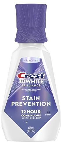 Crest 3D White Brilliance Stain Prevention Mouthwash/Rinse 473 mL- 12-Hour Stain Prevention, Alcohol Free