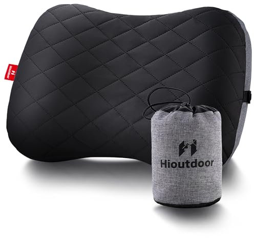 Hioutdoor Aufblasbares Kissen Kopfkissen für Camping mit Abziehbarem Kissenbezug Luftkissen Strand/Outdoor Ergonomisches Reisekissen Inflatable Travel Neck Pillow Bequemes Schlafkissen (Schwarz)