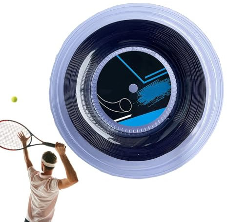 Cuerda de tenis, absorción de golpes, alta resistencia, rendimiento elástico (200 m), entrenamiento profesional y partidos competitivos, 23 x 23 x 4 cm, negro, verde y
