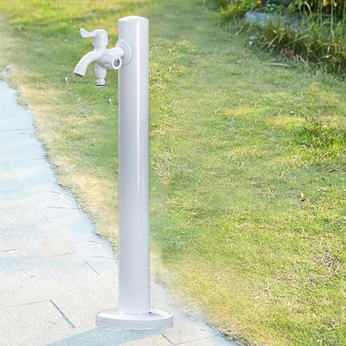 WNYAILLL Fontana da Giardino, Colonna del Rubinetto da Giardino in Acciaio Inossidabile 304, Fontanella a Colonna Moderna in Acciaio, per Giardino, terrazza o Piscina(White,60cm/23.6in)