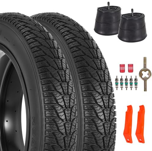 Lot de 2 Pneus de Vélo Fat Bike 26x4.0, Ensemble de Pneus et Chambres à Air