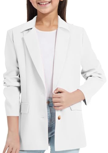Veste blazer 2026 pour fille, manches longues, col à revers avec poche intérieure, ouvert sur le devant, costume blazer décontracté pour enfants et femmes sans ventre