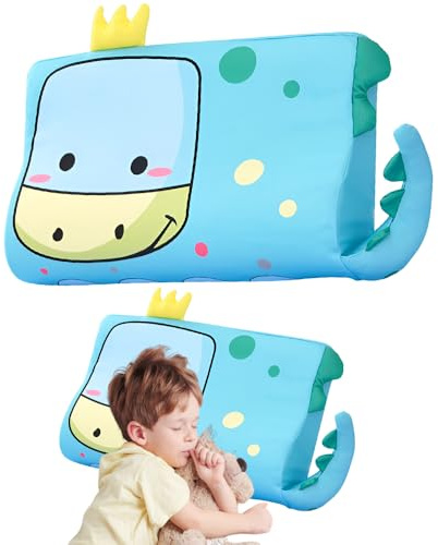YANGUN Cuscino per Bambini, 45 x 27 cm Cuscino Schlummerkids con Federa, Comfort, Traspirante e Delicato Sulla Pelle, Cuscino Memory Foam Bambini(Dinosaurios, 3Anni in su)