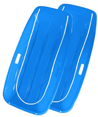 Northfish Snow Sled for Adults, Plastic Sled with 2 Pull Ropes and Handles for Winter Fun | Durable Winter Outdoor Toys for Snowy Hills, Blue