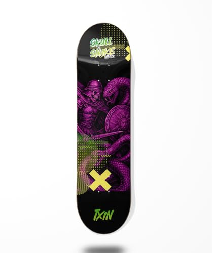 Txin monopatín Skate Skateboard Deck Tabla - Skull Snake Attack 8.0