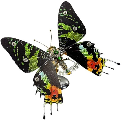 Juego de construcción de mariposa de metal 3D, modelo mecánico de metal, rompecabezas con alas móviles, construcción de maquetas de metal para adultos y coleccionistas, modelo de mariposa steampunk